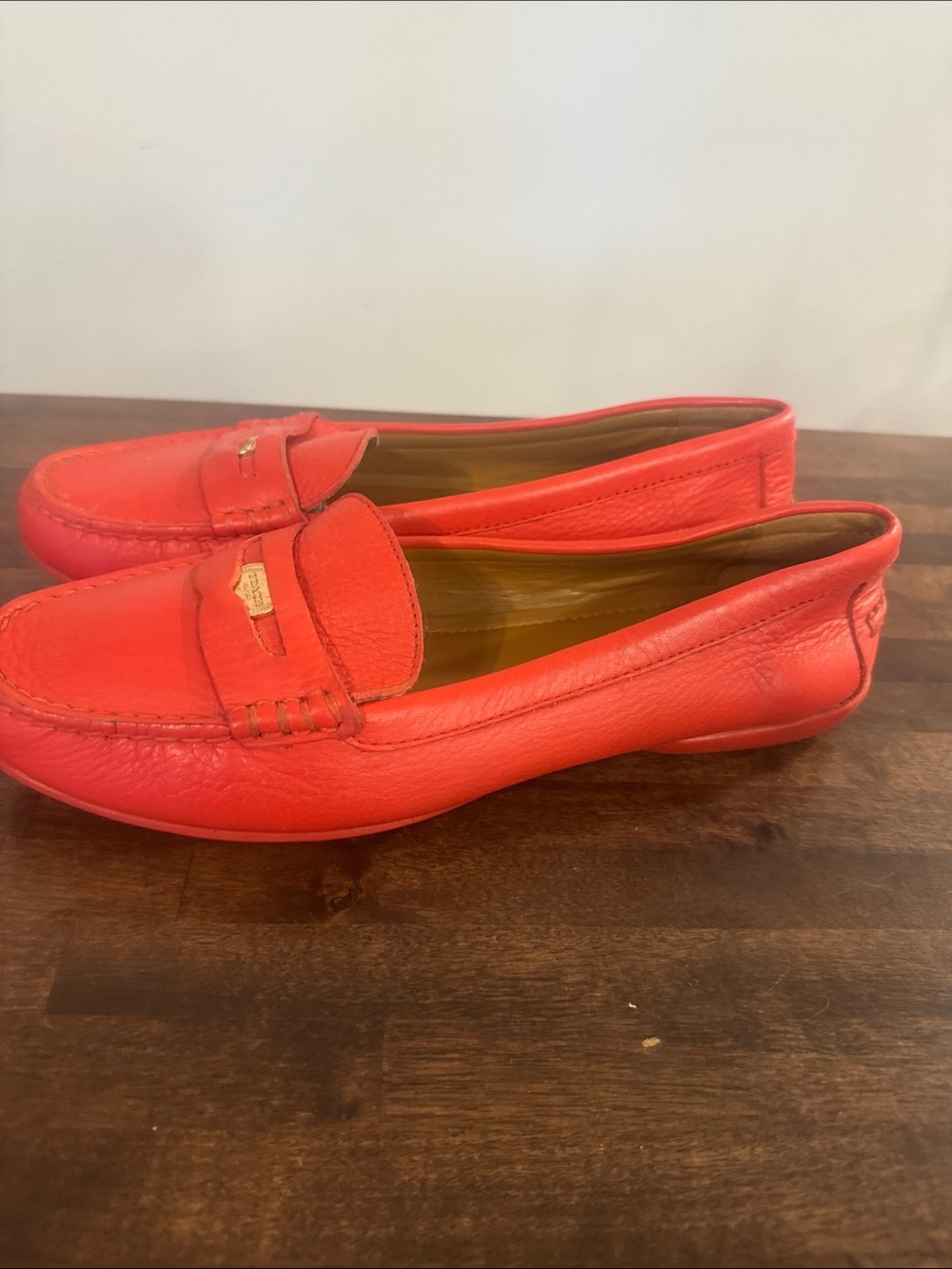 Coach Women's Coral Leather Penny Loafers - Picture 5 of 7